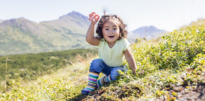 Girl Picking Blueberries